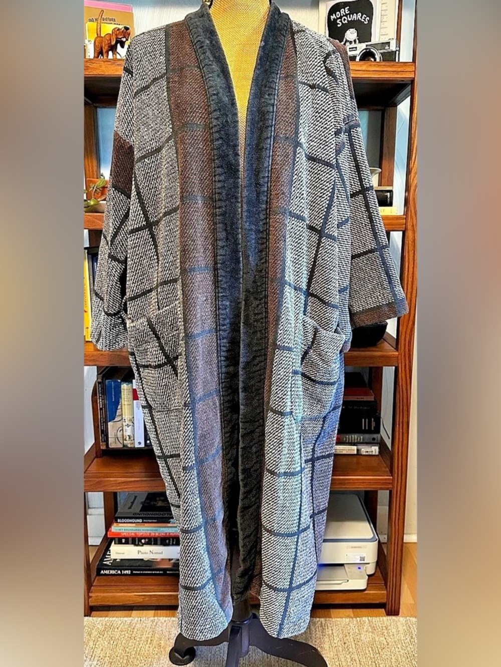 Fabulous Vintage Terrycloth Robe In Plaid Print
